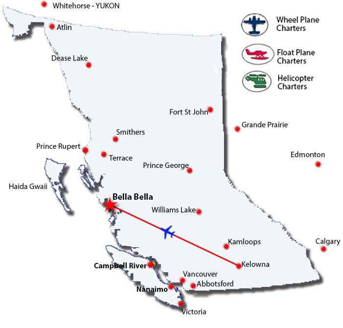 Bella Bella Charter Flights To USA